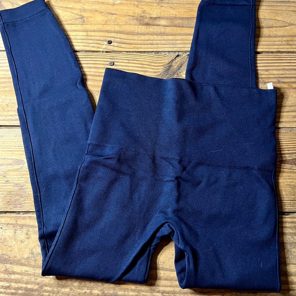 SPANX Blue High-Waisted Leggings with Compression